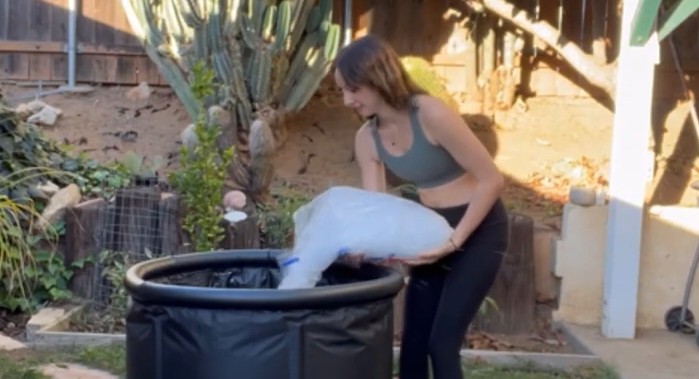 Cold Plunge Tub pouring ice