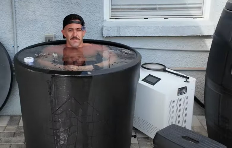 Man using an Ice Bath Chiller