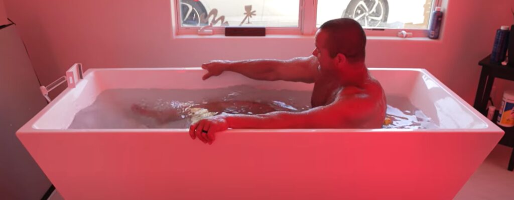 cold plunge and red light therapy tub